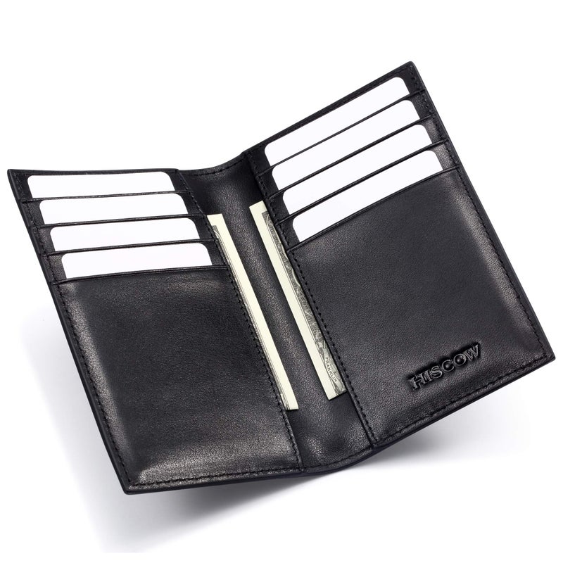 HISCOW Slim Leather Credit Card Holder for Men & Women 8cc, Italian Calfskin (Black) - Image 3